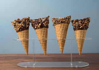 Chocolate dipped waffle cones