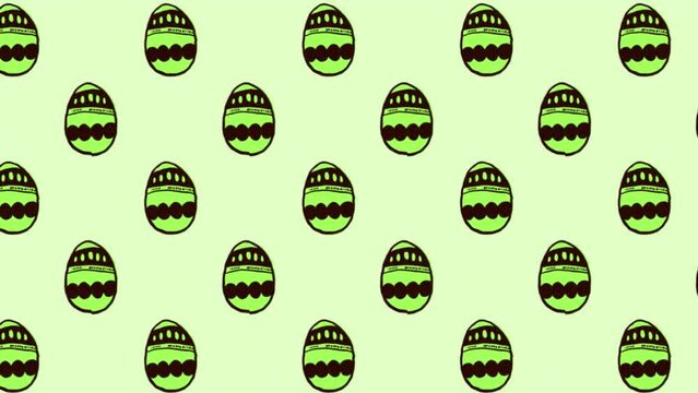 Animation of easter eggs moving over green background