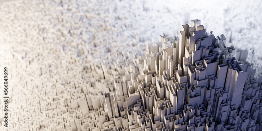 Poster Infinite maze mega city: technology and development concepts, original 3d rendering