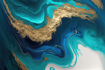 Acrylic fluid texture background blue art . Generative AI