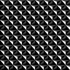 Vector seamless dark geometric pattern. Monochrome mosaic repeatable background. Decorative black 3d texture.