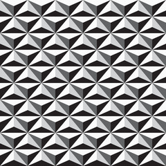 Vector seamless geometric pattern. Black and white mosaic repeatable background. Decorative monochrome 3d texture.