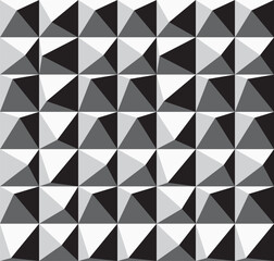 Obraz premium Vector seamless creative geometric pattern. Repeatable black background. Decorative endless monochrome 3d texture.