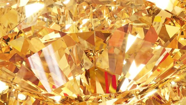 Beautiful sparkling citrine crystal. Rotating background. 4k animation