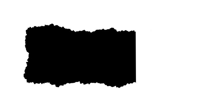 Black paper torn into horizontal stripe, that rolled up opening the background. Luma matte included. 3d animation