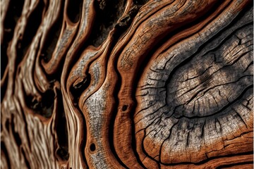  a close up of a tree trunk with a brown and white pattern on it's surface and a black background with a white border.  generative ai