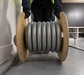 Steel Cable management baskets and trays with modular wiring, T conduit connector, drum of armoured...