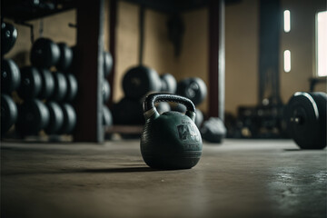 Obraz na płótnie Canvas Fitness gym indoor backgound, with free weights, dumbbells, treadmills, generative ai.