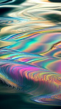 Beautiful abstract animation of cool surrealist iridescent waves flowing endlessly, native 9:16 aspect ratio for TikTok, social media ads, music animation for Spotify Canvas, weird (generative AI, AI)