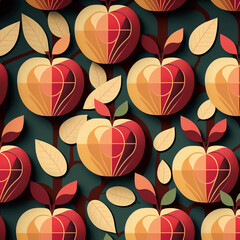 Generative AI pattern of orange and red apples