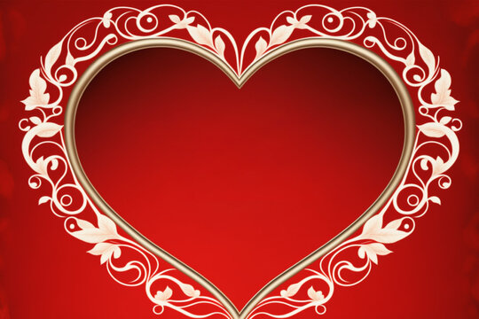 Valentines day beautiful red empty frame with hearts