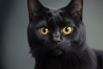 Black cat, furry cat, fluffy cat - Created with Generative AI technology.