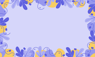 Obraz na płótnie Canvas Abstract organic shapes blue background with leafs. Simple leaves background. Good for banner, office presentation, and school.