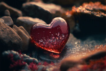 Fototapeta premium Heart shaped crystal stone