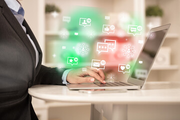 Young person surfing on social media network