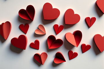 Paper hearts for valentine's day background, Generative AI