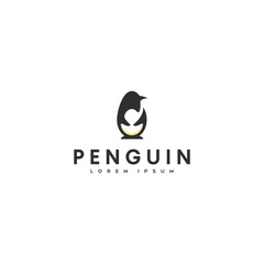 Penguin black white logo design inspiration