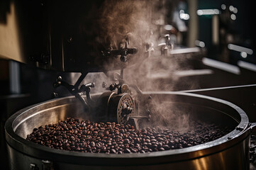 焙煎機の中のコーヒー豆, Generative AI - obrazy, fototapety, plakaty