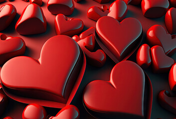 3d rendering of red hearts background