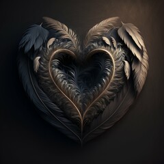 Heart Made of Dark Colored Black Feathers [Generative AI]