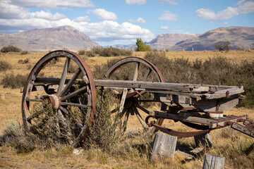 Fototapeta premium old farm machinery, wooden wagon