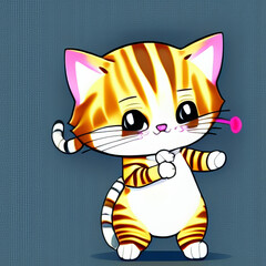 Fototapeta na wymiar cute cat dancing - generative ai illustration