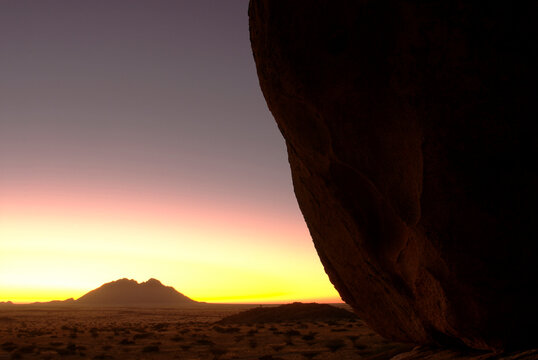Spitzkoppe, NAMIBIA - DECEMBER (31): Sunset on New Year's Eve over the Namib Desert
