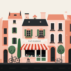 French travel vintage modern style provence scene architecture paris illustration