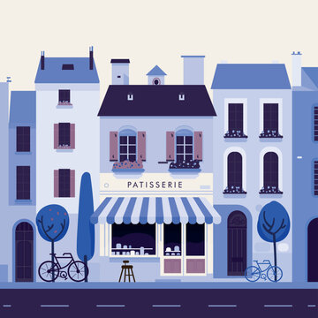 French travel vintage modern style provence scene architecture paris illustration