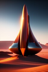 Photograph of spacex starship on mars, Generative Ai