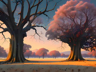 El majestuoso árbol gigante de la vida: una belleza natural en paisajes arbolados, IA Generativa