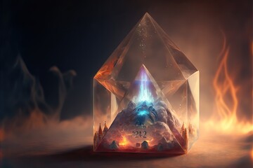 Magical Crystal Oracle, For Fortune Tellers, Magicians, and Witches to see remotely the infinite space time through it, showing secrets about mankind, universe, and future, generative ai