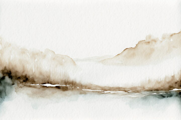 Minimalistic watercolor landscape background. Simple watercolor landscape painting. 