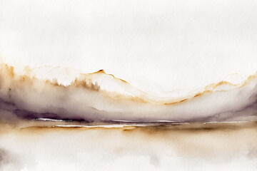 Minimalistic watercolor landscape background. Simple watercolor landscape painting. 