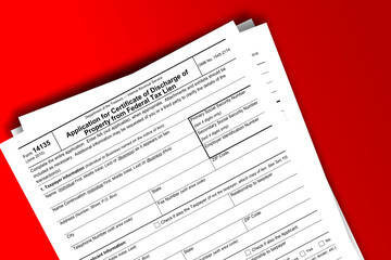 Obraz premium Form 14135 documentation published IRS USA 07.17.2012. American tax document on colored