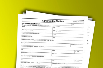 Obraz premium Form 13369 documentation published IRS USA 02.26.2015. American tax document on colored