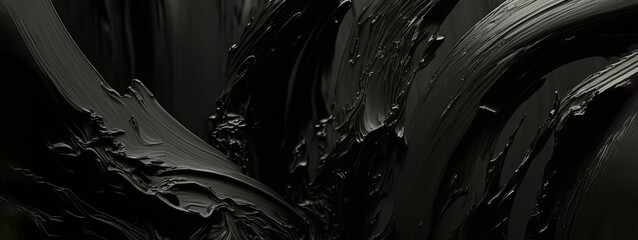 Stylish strokes of black paint as background, closeup view. digital art	