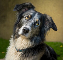 AI Generative portrait of a dog, Australian Shepherd, blue merle, portrait, cute