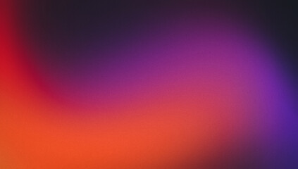 Abstract colors gradient background, red orange purple blurred wave on dark, grain texture effect, copy space - obrazy, fototapety, plakaty