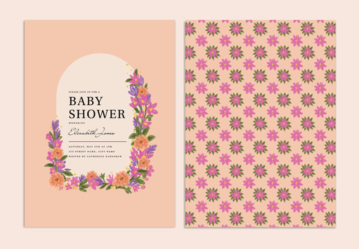 Baby Shower Invitation with Boho Floral Design