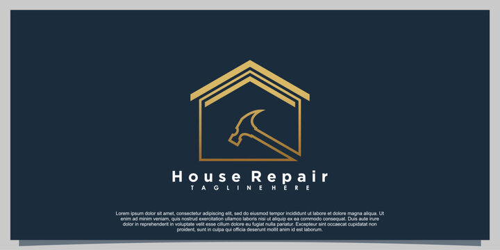 house repair logo design with hammer icon creative concept