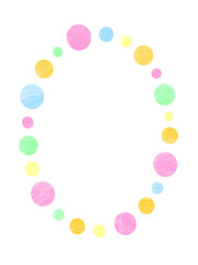 カラフルな水玉のフレームのイラスト
