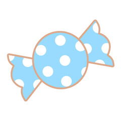 水色に白の水玉のキャンディのイラスト
