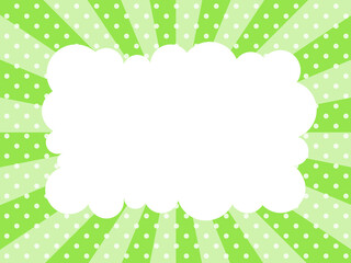 サンバーストとドットの背景にもこもこの吹き出しフレームのイラスト
