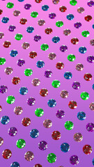 Colorful Crystal patterns in different shapes on the background
