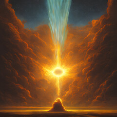 nuclear explosion with a bright light in the sky, generated by AI