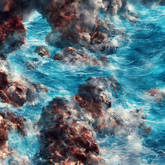 chunks of coral emerging from the sea, AI generated