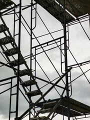 Scaffolding silhouette image at construction site.