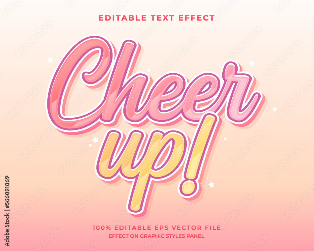 Poster decorative cheer up editable text effect vector design