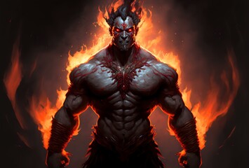 ‘Ember's Fury’ - This figure shows Ember Spirit in a fierce, aggressive pose, with flames engulfing his body and a look of determination on his face (AI Generated)